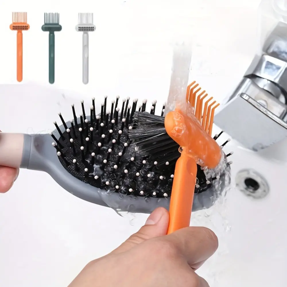 3 pieces of dual-function brush cleaner-reusable brush gap and air cushion cleaner with orange/black/white bristles, Multipurpose Cleaning Tool