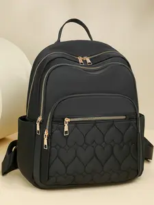 New Fashion Large Capacity Women's Waterproof Backpack, Casual Travel Handbag, Lightweight Durable Shoulder Bag, Trendy and Practical, Quilted Casual Daypack, Quilted Nylon Backpack, Backpacks Women