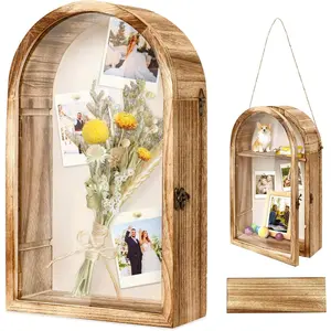 Large Shadow Box Frame 10x16 Deep Shadow Boxes Display Case with Linen  and Removable Shelves, Picture Frame Memory Box for Storage Wedding Bouquet, Keepsakes, Pet Memorial (Brown)