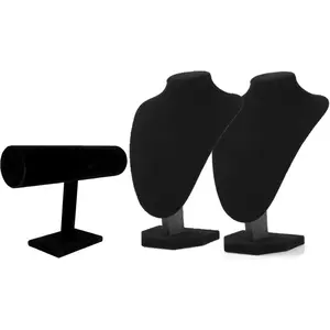 3 count/pack  Organizer - Black  1 Row Bracelet Holder & 9" Necklace Holder Elegant Room Decor &  Organizers and Storage Solution for Fashion Accessories