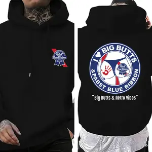 I Love Big But & PBR Beer Funny Double-Sided Hoodie – Hilarious Graphic Menswear & Womenswear for Beer Fans, Backyard BBQs & Classic American Vibes