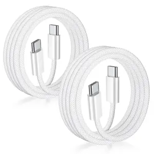 USB C to USB C  3FT Certified 2Pack 60W usbc Woven Fast  Type C Charger Cord Compatible with  17/16 Pro Max Plus  S23 Note 20 iPad Pro Air Mini MacBook Air