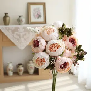 High Realistic Peony Hydrangea Flower Arrangement Set, Faux Floral Decor for Wedding Party Home, Halloween Christmas Holiday Decoration, Ins Style Living Dining Table Centerpiece, Mother's Day Gift Idea