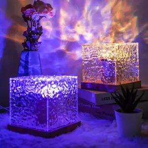 LED Water Ripple Aurora Projector Night Light, USB Powered 16-color Changing LED Night Light, Decorative Light for Living Room Home Bedroom Decor, Indoor Decorative Light