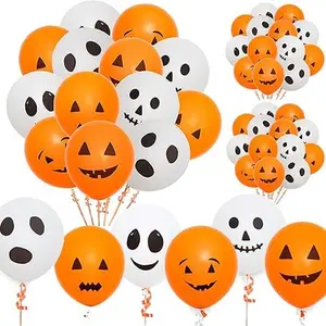 60Pcs Halloween Balloons 12 Inches Latex Balloons 6 Styles Halloween Pumpkin and Ghost Balloon Party Decoration Supplies