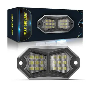 210 Degree Car Rock Lamp Led Marker Roof Running Lights 24 Wide-Angle SMD Chips 4m Extension Cables IP67 Waterproof Rock Light Flashing/Constant Light Modes 6000K LED Side Marker Light for Trucks Trailers SUVs UTVs LED Strobe Lights