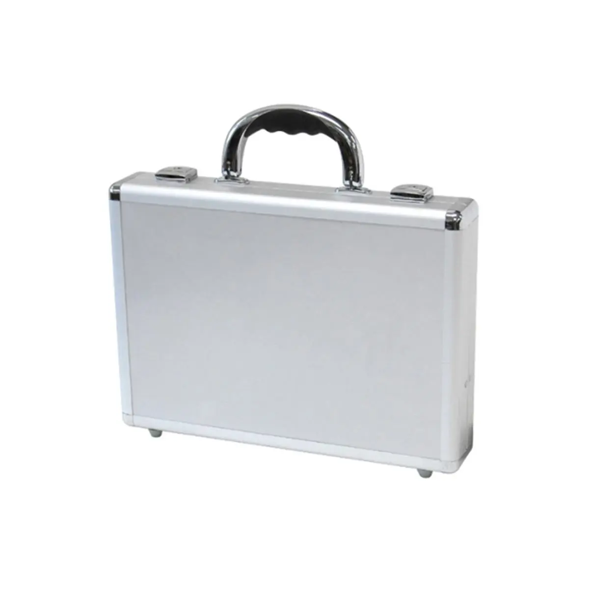 Men's Silver Metal Briefcase by 212 MAIN - 2.5x10x14 in., Key Locks, File Pockets, Handle Grip, Smooth Panels