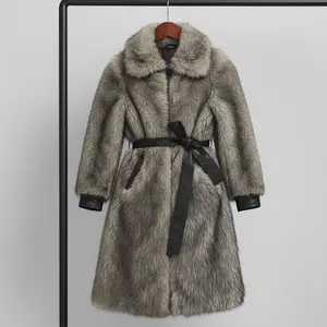 Chic Faux Leather Trench Coat - Lightweight Fall Jacket with Fur Winter Womenswear