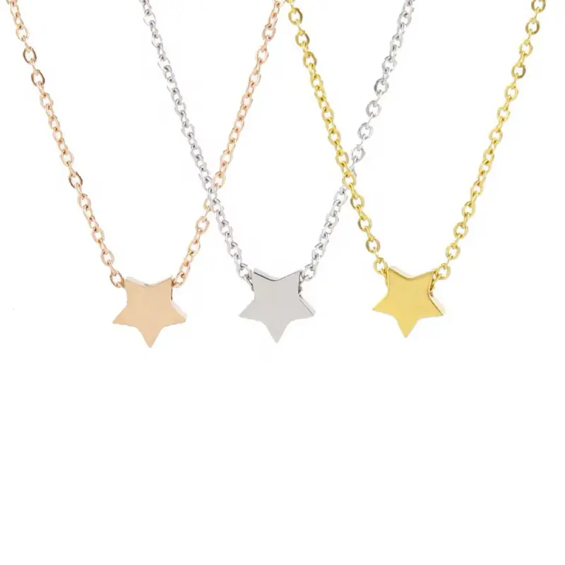 Twinkle Twinkle Little Star Pendant Necklace - Minimalist Design with Three Star Charms - Available in Assorted Colors oddity jewelry fairy core silver pendant