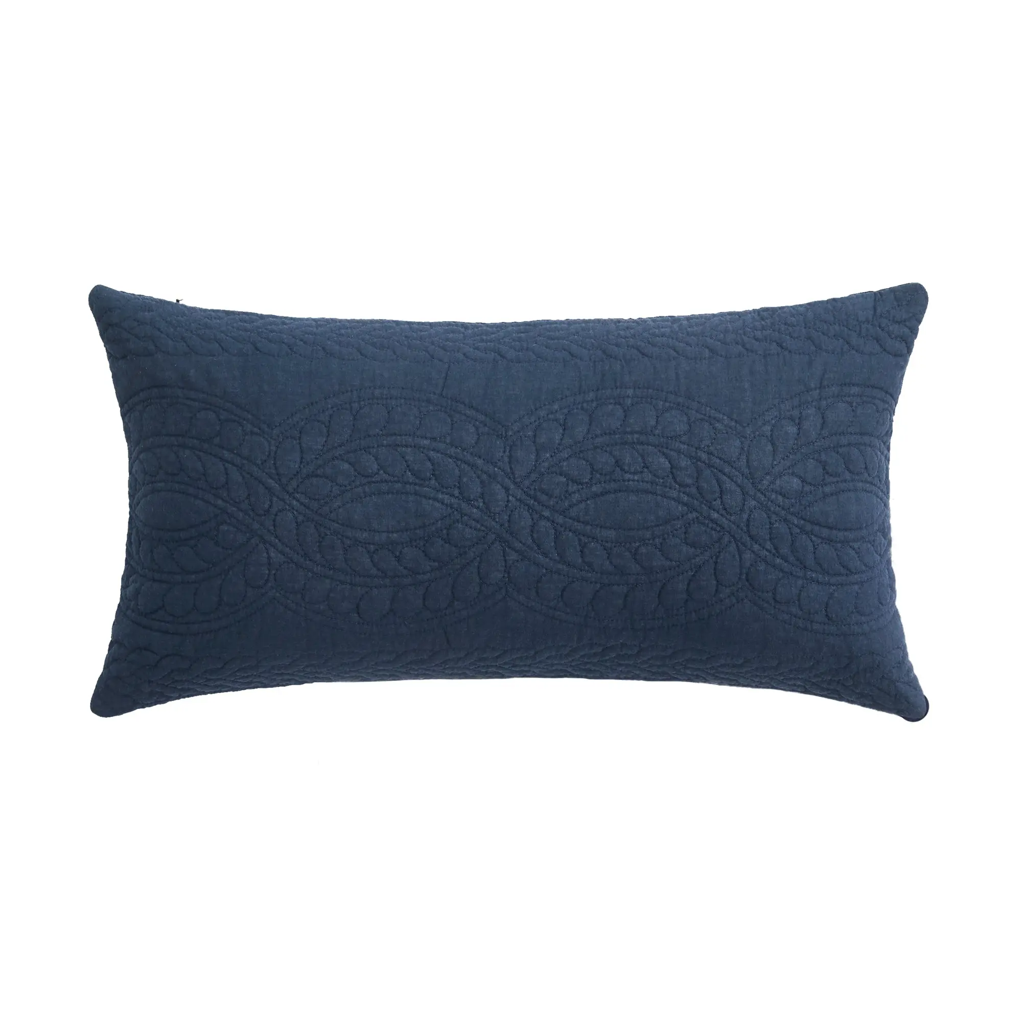 Ballou Navy Rectangular Shape Bedding Pillow, 12x24 in, Soft Feather Inner, Quilted Diamond Back Design