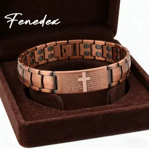 Fenedex Copper Magnetic Cross Bracelet – Soothe Body, Uplift Spirit. Infused with Prayer Symbolism, it Eases Insomnia, Reduces Inflammation & Boosts Energy Flow. Comfort-Fit Design, a Thoughtful Gift for Every Occasion.