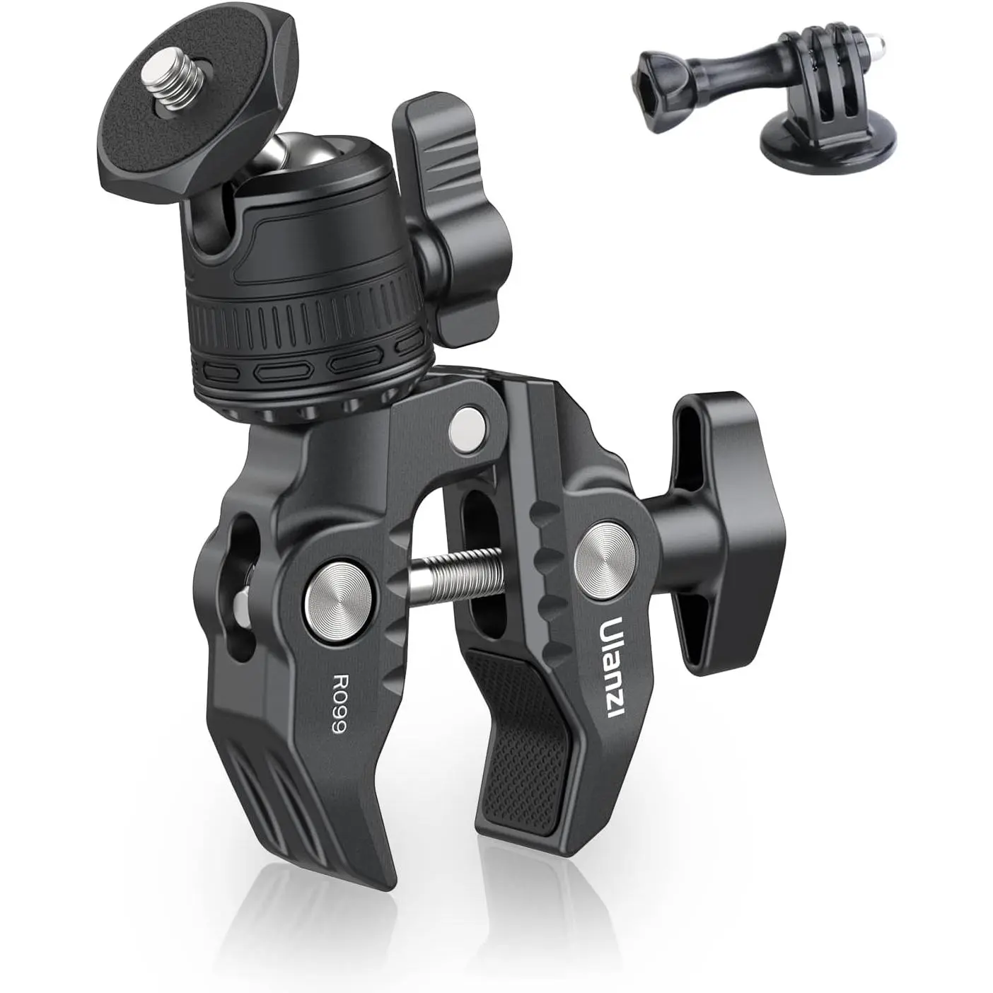 ULANZI R099 Super Clamp Camera Mount with 360? Ballhead for Bike/Bicycle/ Handlebar Pole Tripod Tube Crossbar Gimbal Rods Mount for Insta360///DJI/Phone/DSLR/Light/Monitor