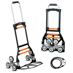 Sekam Stair Climbing Cart – 280 lbs Heavy-Duty Stair Climber Hand Truck & DollyFolding Trolley with Dual Handle, 6 Stair-Climbing Wheels & 2 Elastic Ropes – Ideal for Home, Office, Shopping, Moving & Warehouse Use