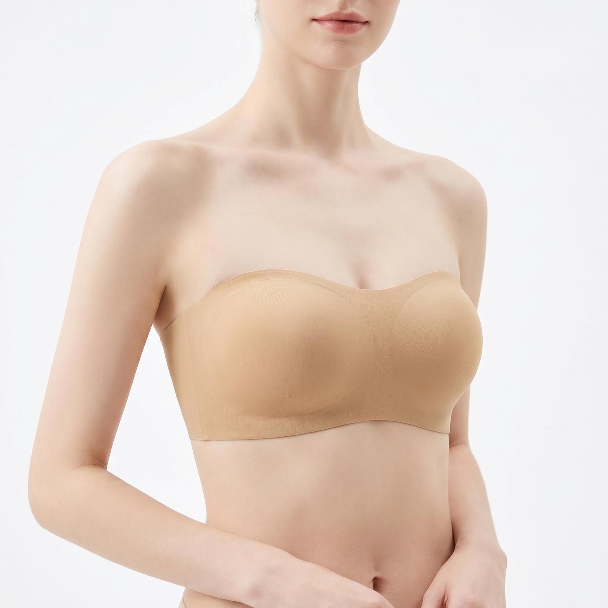 Ladies' strapless bra, anti-slip silicone pad bra, wireless tubular bra