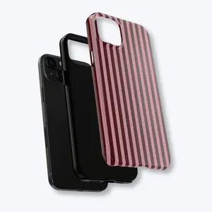 Burgundy & Pink Stripe iPhone Case Slim Tough Cover for Samsung Galaxy 22 23 24 25 Ultra 5G iPhone 17 ProMax Air 16 Plus 15 Pro Max 14 13 12 11 Google Pixel with Polycarbonate TPU Impact Resistance A beautiful gift Compatible with Samsung Galaxy S25