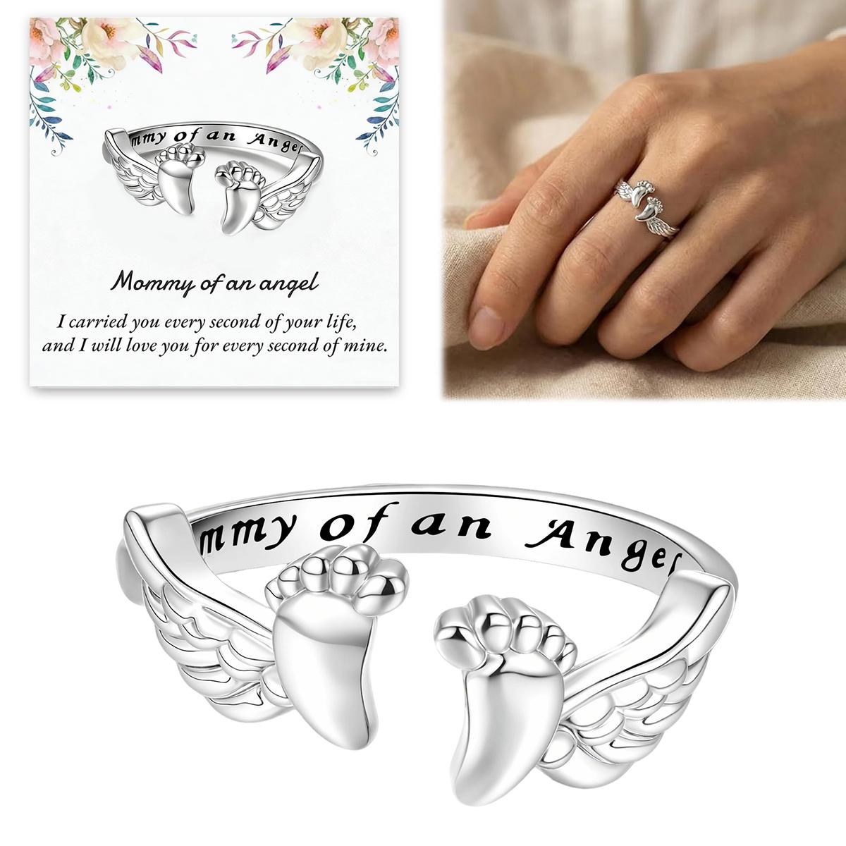 Miscarriage Ring Loss of Pregnancy 925 Sterling Silver Mommy of an Angel Ring, Fashion Statement Accessory Daily Wear for ring, Sympathy Gift for Women Mom