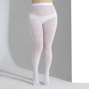 Women's Spring/Summer White Plus Size Sheer Tights Fashionable Sexy Solid Color Minimalist Perfect For Valentine's Day Dates, Everyday Life & Holiday Party Wear