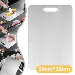 Premium Stainless Steel Chopping Board, 2025 Double-Sided Cutting Board 1 Count,Food Grade Kitchen Cutting Board for Kitchen and Dining Chopping Knives,Large 39*28cm,Non-Stick, Knife-Friendly, Durable & Easy Clean,BBQ & Holiday Gift