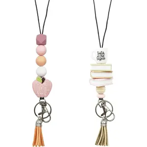 Teacher Lanyard  Beaded Badge Breakaway Lanyard Cute Teacher  ID Holder for Women