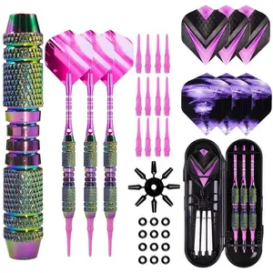 Soft Tip Darts Set - Darts Plastic Tip Sets, 3Pack Professional Plastic Tip Dart with Extra 12 Soft Tips and 6 Replace Dart Leaf Darts Gear