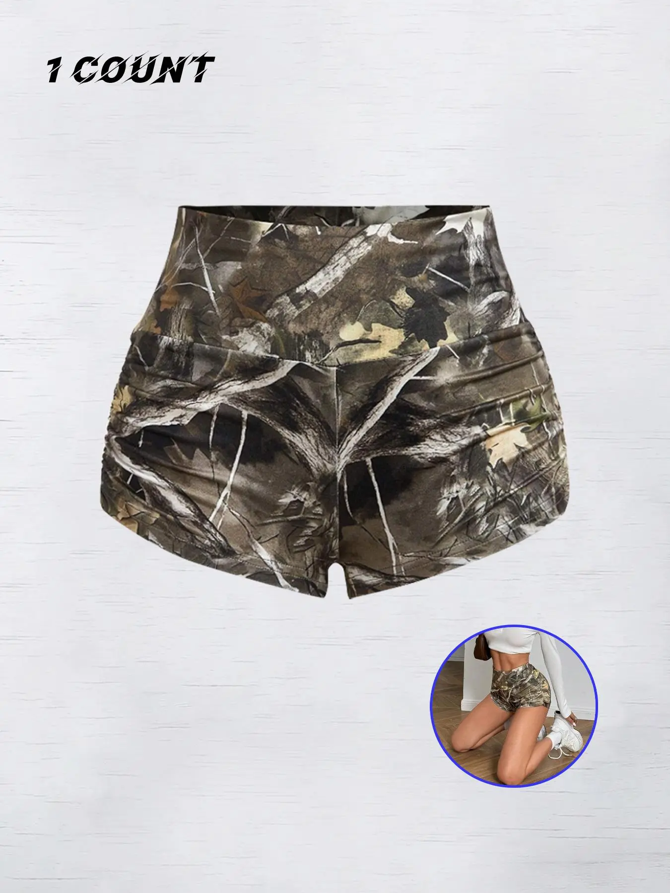 Women's All Over Leaf Print Shorts, Casual Comfy Breathable Shorts for Daily Wear, Ladies Bottoms for Summer, Camo Print Shorts, Casual Fashion Shorts