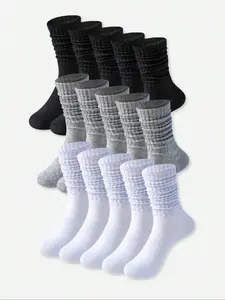Women's Fashion Bubble Socks, 15 Pairs, Comfortable Breathable Knee High Casual Tight Fit Mid-Calf Socks, Breathable Fabric Socks
