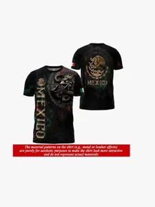 Men's Casual Short Sleeve T-Shirt Print, Aztec Cultural Shirt, Mexican Flag Shirt, Vintage Mexico T-Shirt, Fitted Crop Top, All Seasons
