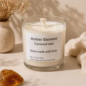 Amber Element Coconut Wax Candle – 8oz Luxury Scented Candle | Warm & Cozy Home Fragrance