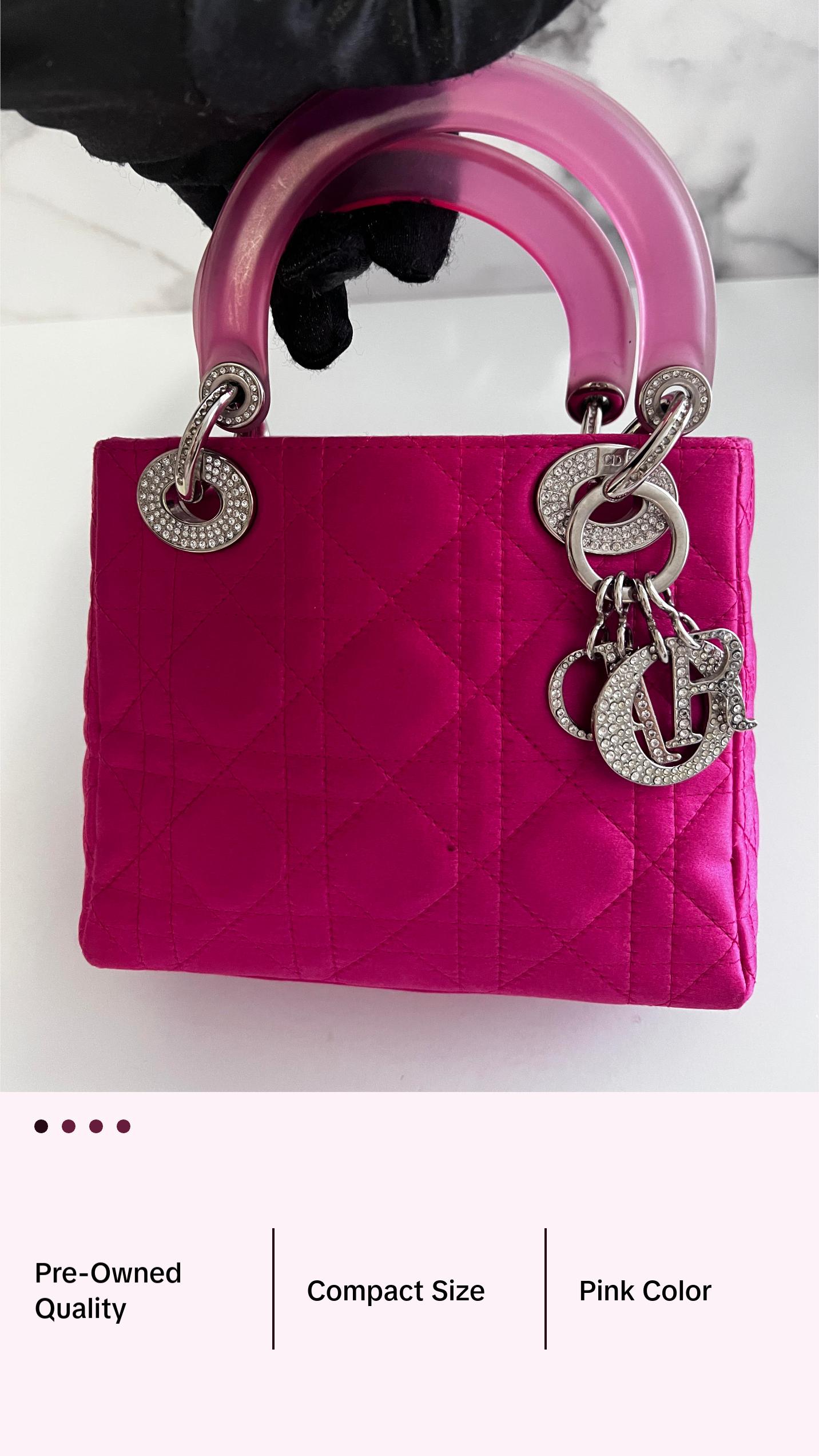 Pre-owned Dior Satin Tote Bags Pink Mini Tote Bag Very Good Condition with Minor Wear