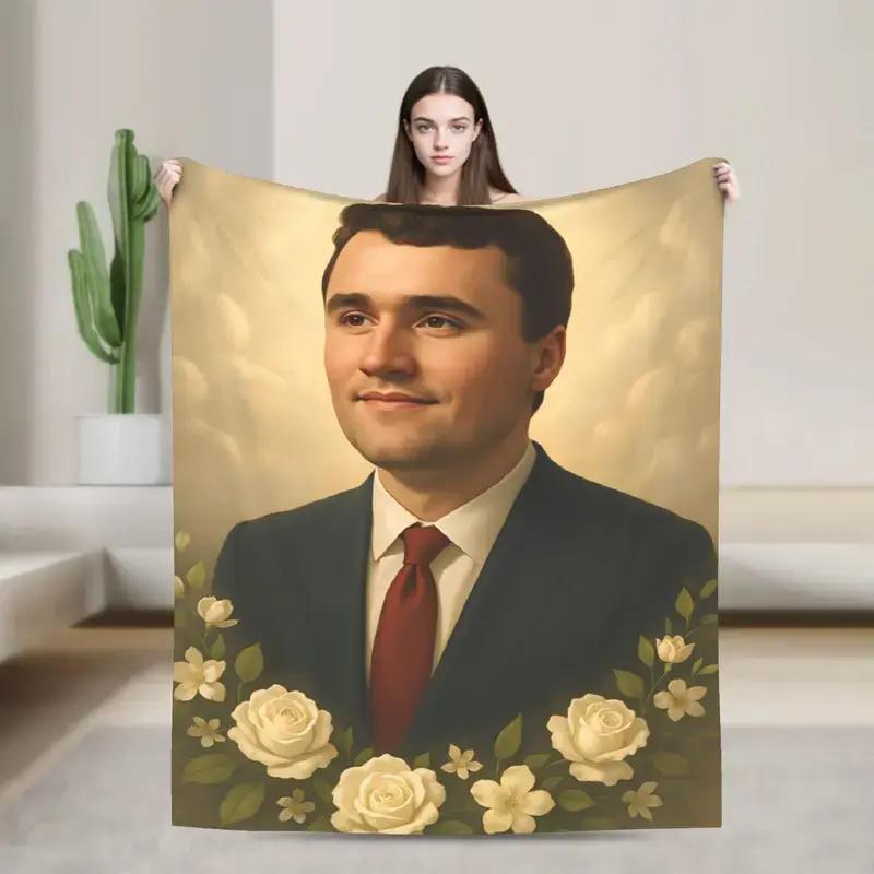 Charlie Kirk Themed Plush Blanket Super Warm Flannel Throw Ultra Soft Durable Fabric All Season Comfort Perfect For Living Room Bed Use Machine Washable Bedspread Essential