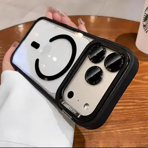 iPhone 17 Pro Max Case with Foldable Metal Kickstand & Camera Lens Protector | Upgraded MagSafe Compatible Magnetic Design, Slim Protective Shockproof Anti-Slip Acrylic & TPU Cover, Aesthetic & Durable Accessories