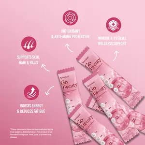 GoTwenty Daily Wellness Drink Mix | Collagen, NAD+ & CoQ10 | Berry Rose Flavor | 2  On-The-Go Packets | Nestrient