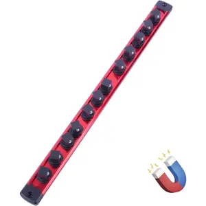 Socket Holder Organizer Set:1/2-Inch Drive Socket Trays Socket, 360? Swivel 12 Clips Socket Holder Kit, For Automotive Mechanic Garage (Red)