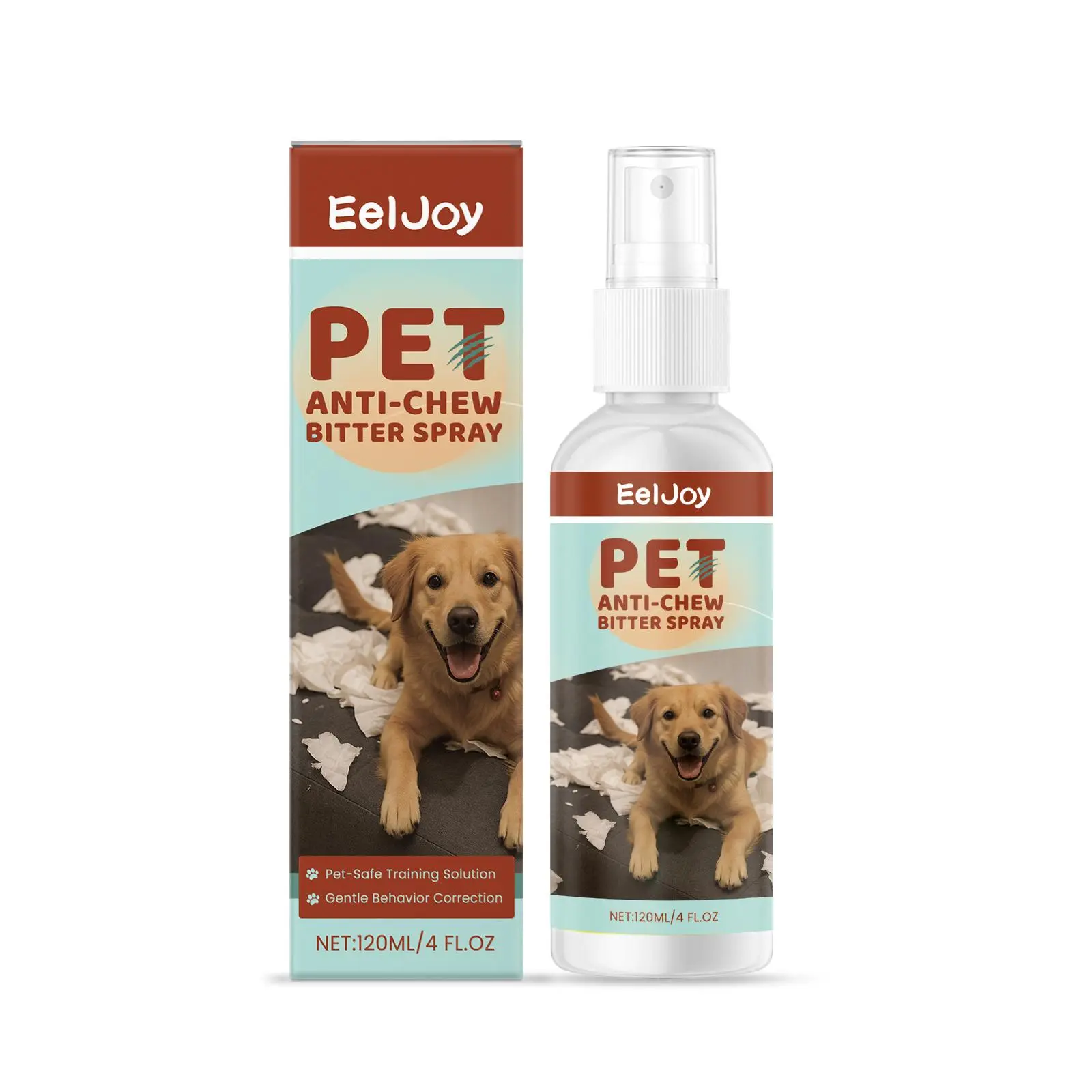 EelJoy Anti-Chew Deterrent Spray Bottle for Dogs & Cats, Gentle Bitter Taste Behavior Aid, Chew Control Training Mist, Safe Correction for Puppies & Kittens to Fix Unwanted Biting Habits
