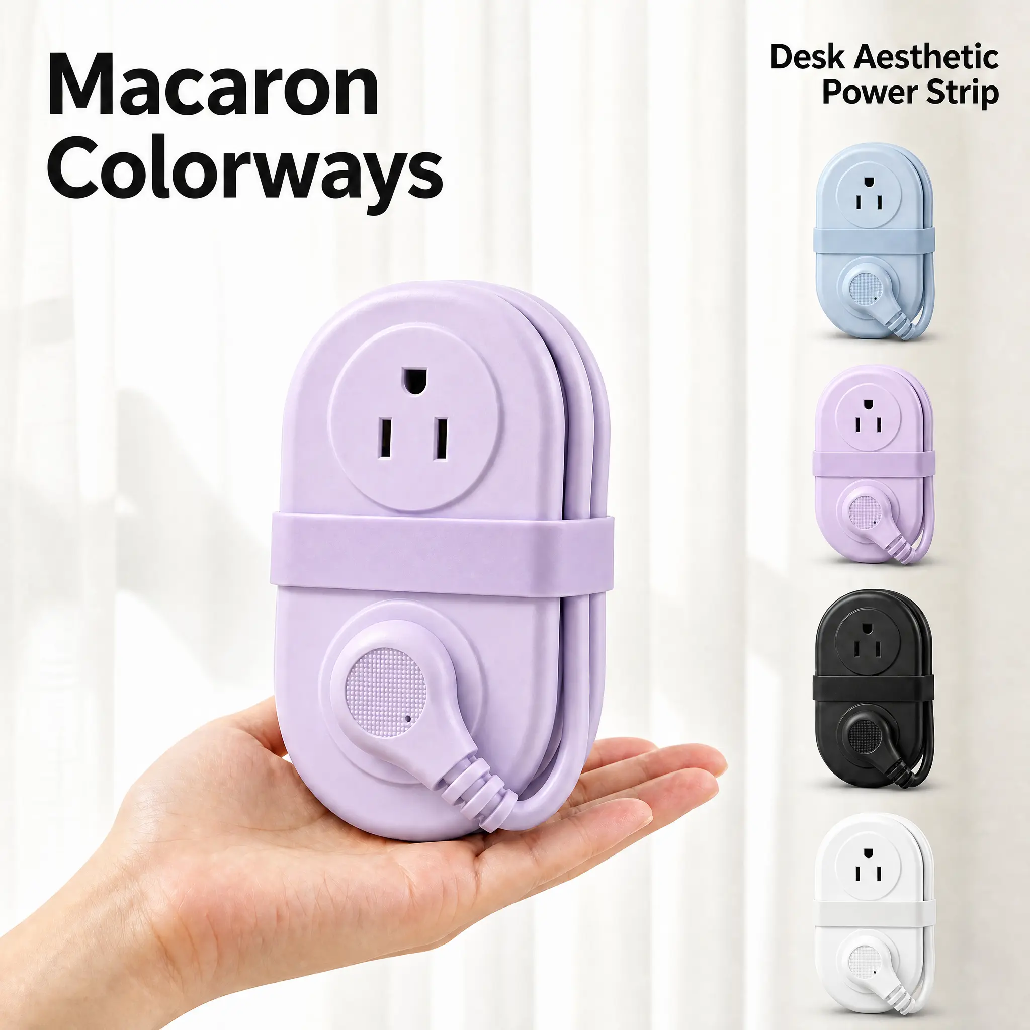 7-in-1 Compact Smart Power Strip Sockets, 4 Electrical Outlets, 3 USB Ports (1 USB-C), 4ft Extension Cord, Hotel & Cruise Approved