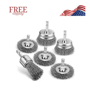 6Pcs Professional Wire Wheel, Carbon Steel Wire Brush for Drill with 1/4 Inch Hex Shank