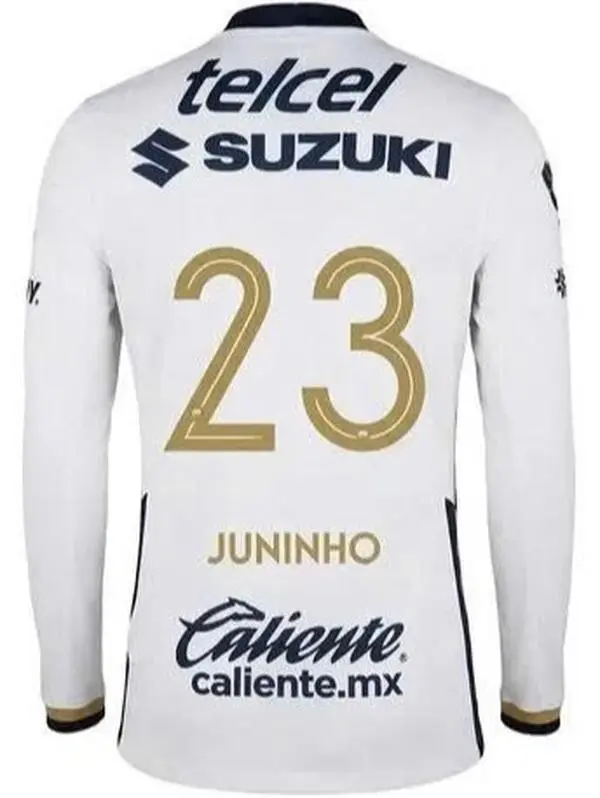 Pumas U.N.A.M. 2026 Juninho #23 Long-Sleeve Away Fan Jersey (Full Logos)