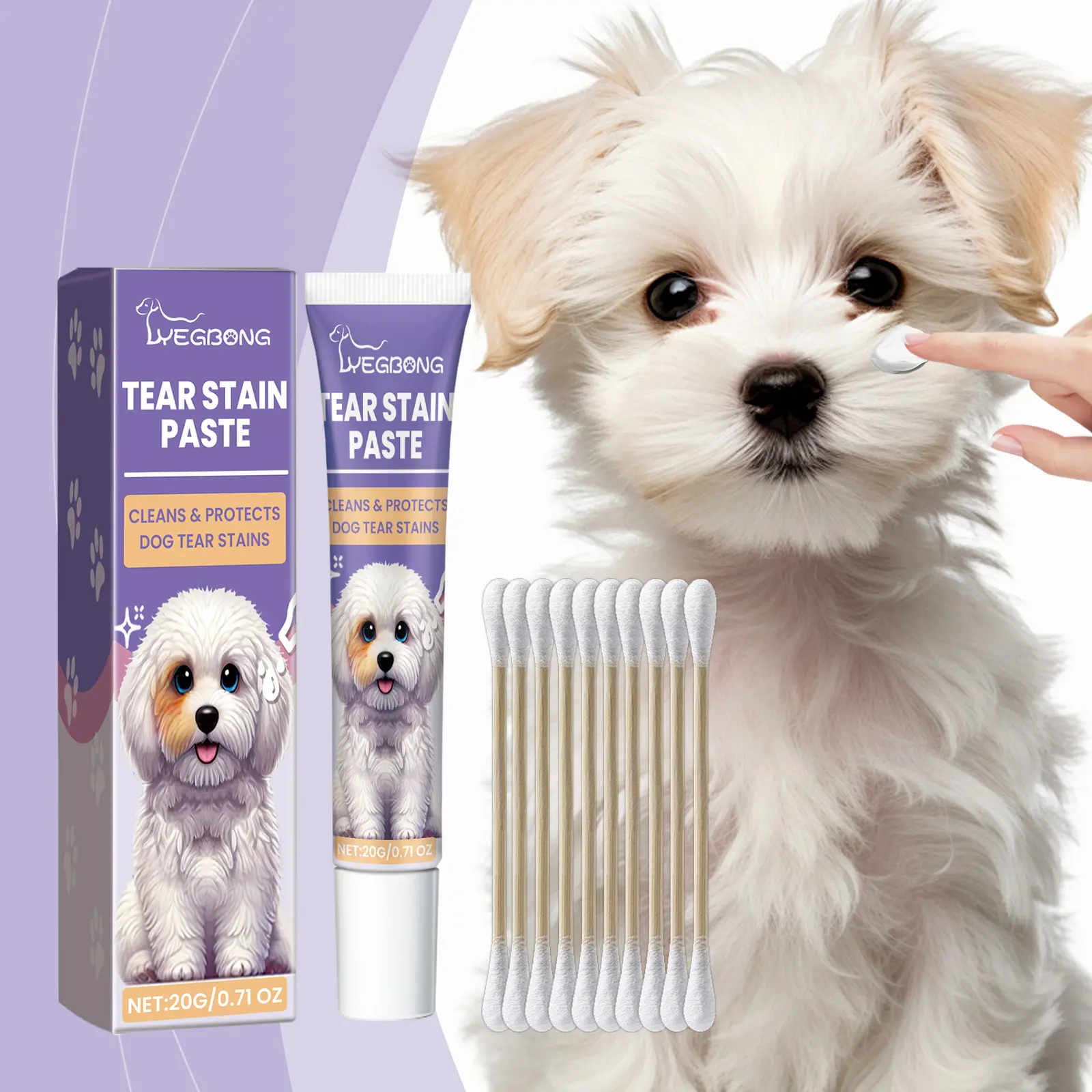 Yegbong Pet Dog Eye Ointment, Tear Stain Removal Gentle Eye Care Cream for Canine Daily Eye Cleaning
