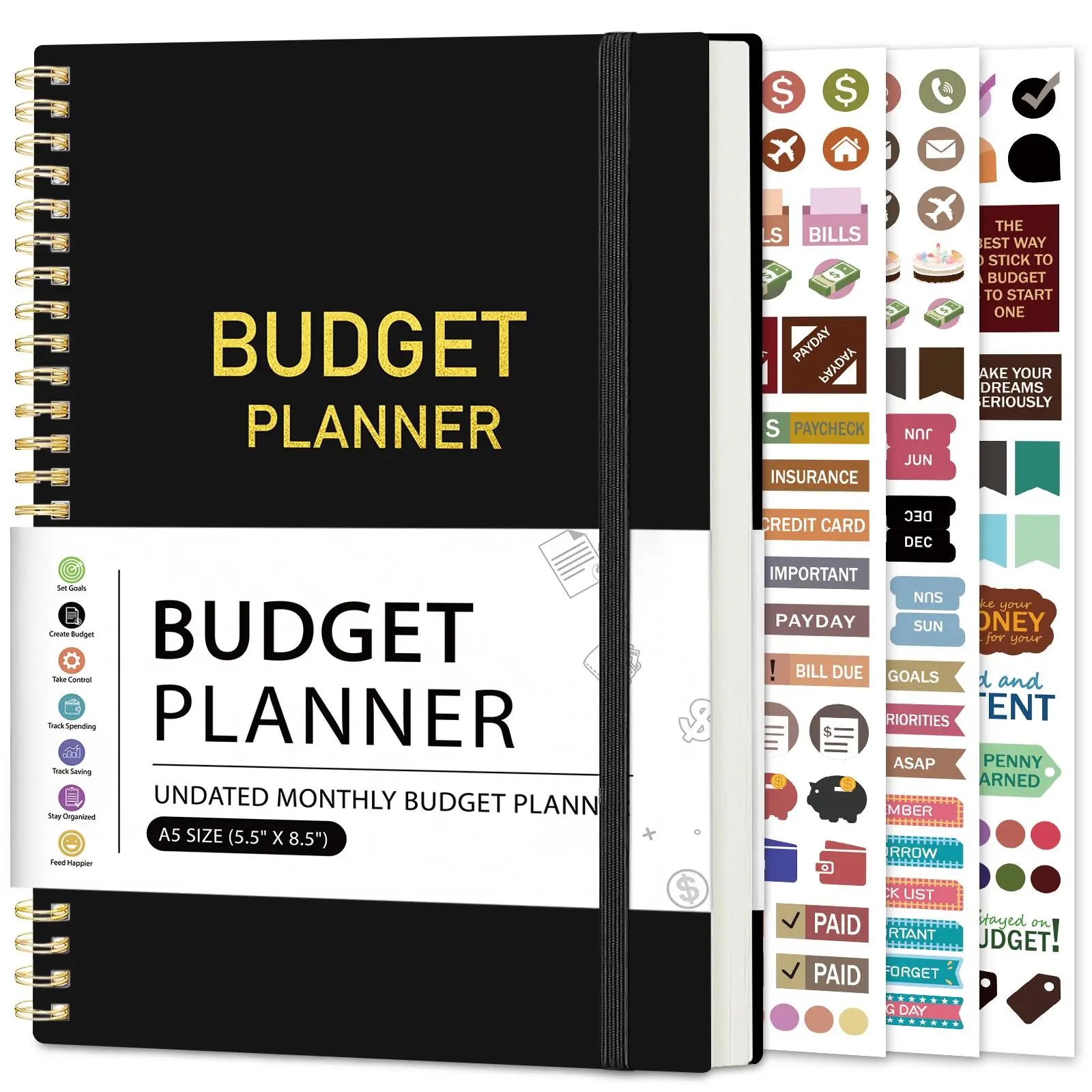 Budget Planner, A5 Budget Planner with Expense Tracker Notebook, Undated Bill Organizer & Finance Planner to Take Control of Your Money, Office Statio