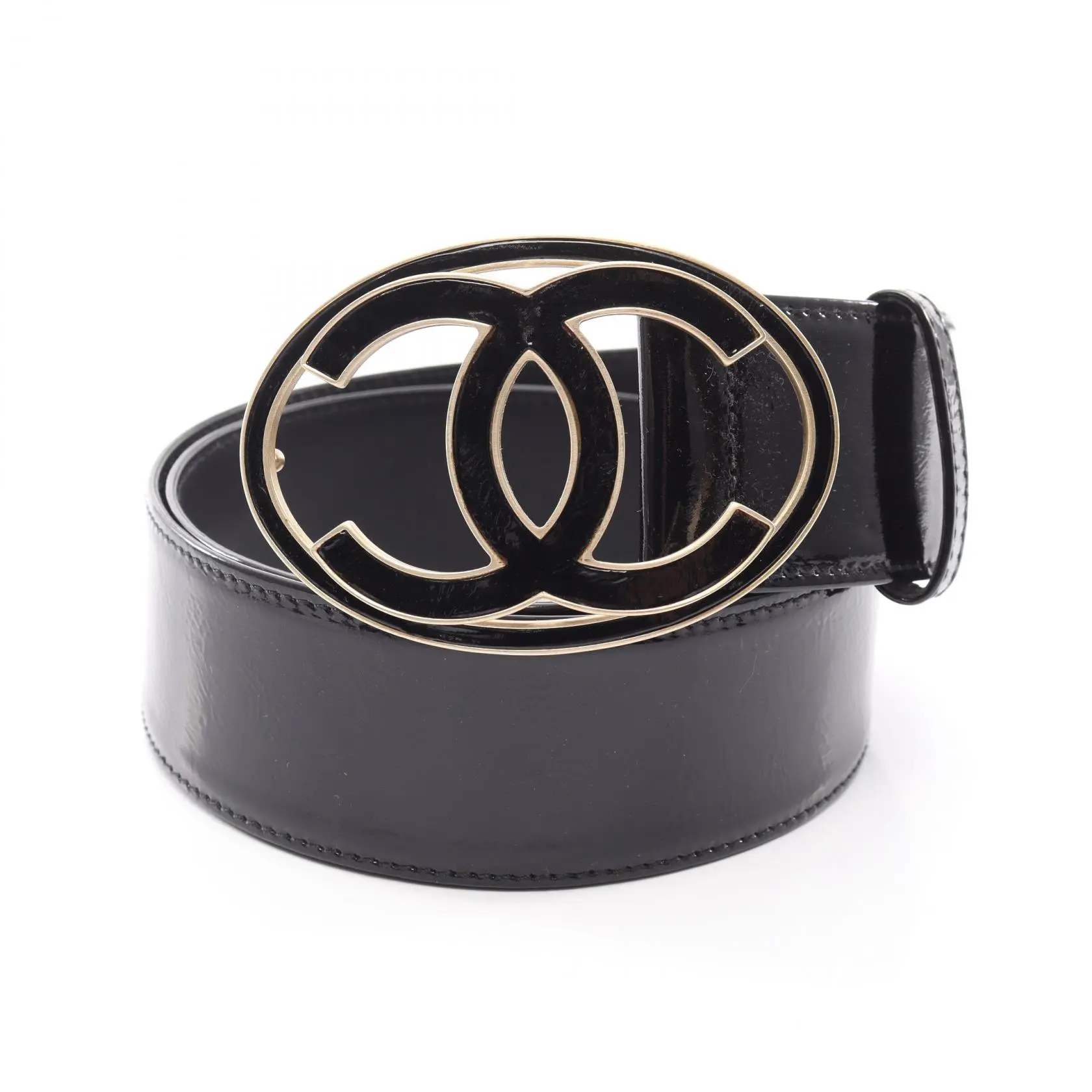 Pre-owned CHANEL Patent Leather Small Leather Goods Coco Mark Belt