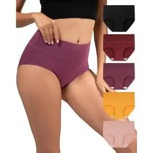 Women’s High-Waist Cotton Panties 5-Pack, Soft & Breathable Underwear, Comfortable Full-Coverage Briefs for Everyday Wear, Stretchable & Durable