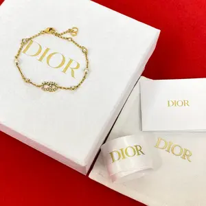 Pre-owned Dior Stainless Small Leather Goods Christian CD Logo Faux Pearl Bracelet