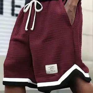 Plus Size Men's Waffle Knit Shorts - Elastic Drawstring Waist Casual Summer Shorts with Stretch, Breathable Soft Fabric, Solid Color Versatile Plus Size Men's Shorts Gray Mens Tropical