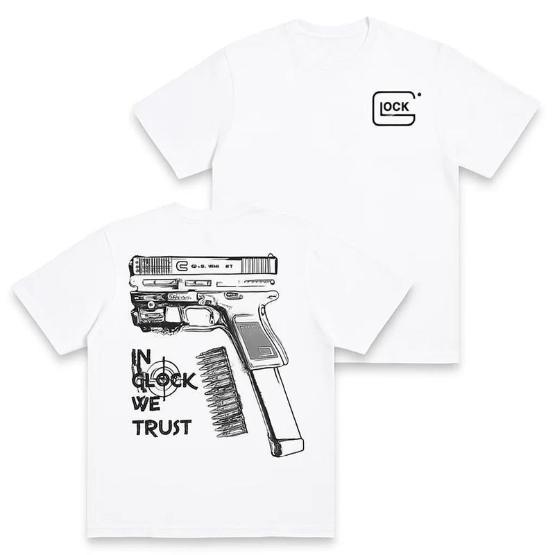 Fashion Designer TShirts Graphic Tees with Glock Gun Culture Firearm Enthusiast- Short Sleeve Unisex Shirt for Men & Women Casual All Seasons Crewneck Machine Washable Fitted Tee Menswear Top Stylish Streetwear Novelty Graphic T Shirt funny tshirt
