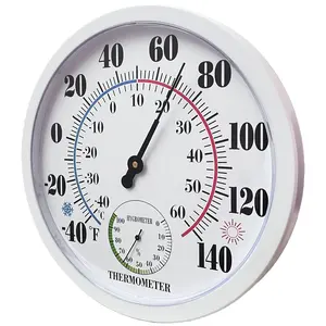Indoor Outdoor Thermometer Large Wall Thermometer-Hygrometer  Does not Require  (White)