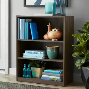 3-Shelf Bookcase with Adjustable Shelves, Canyon Walnut - Ideal for Home and Office