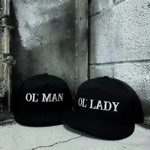 Ol' Man Ol' Lady Couple Matching Embroidered Trucker Cap Custom Thread Color Soft Adjustable Hat Trendy Streetwear Gift for Men & Women