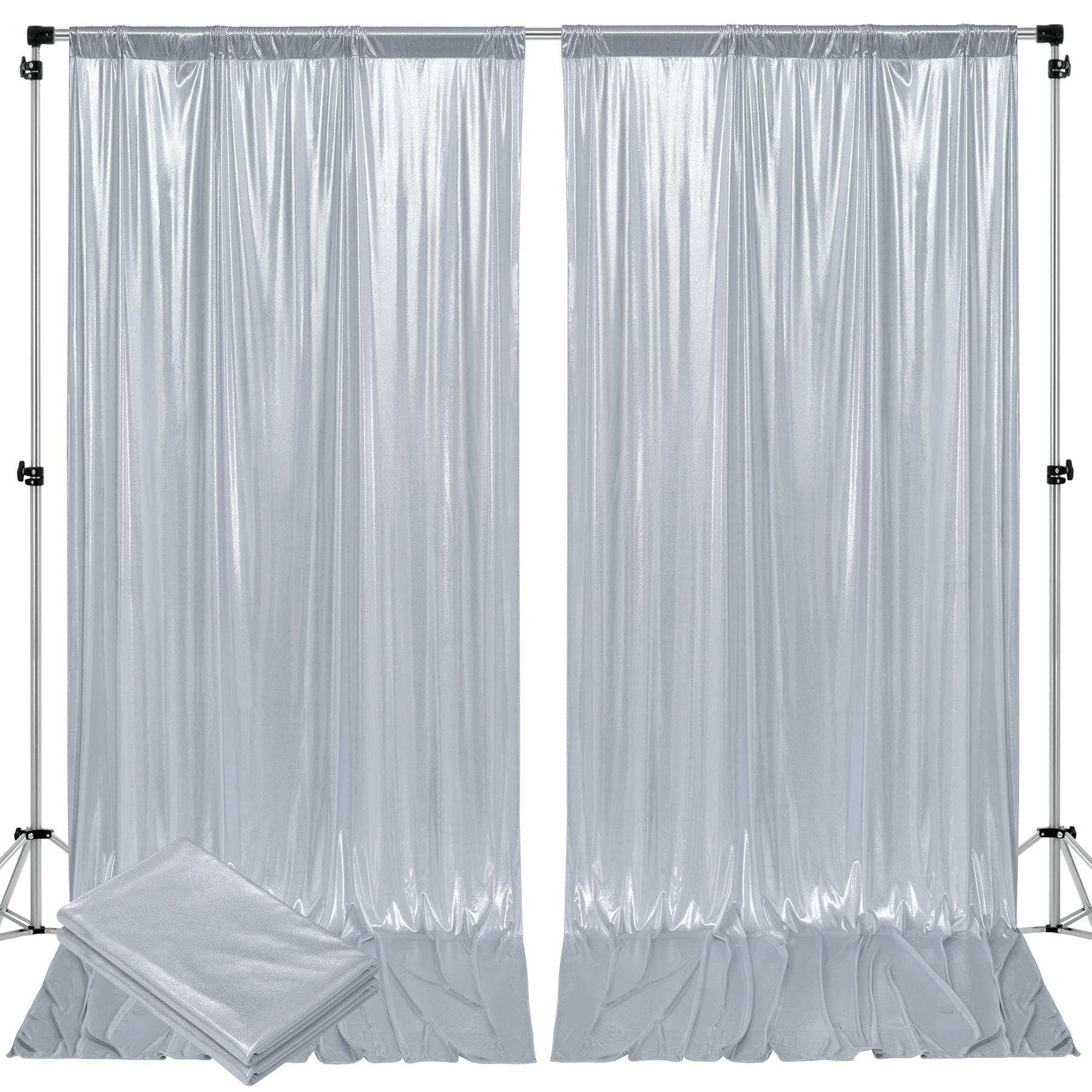 10FT x 10FT Silver Sequin Backdrop Curtain, 2 Panels 5x10FT Shimmer Glitter Photo Booth Background Drapes for Wedding Reception Party Event Photography Decor