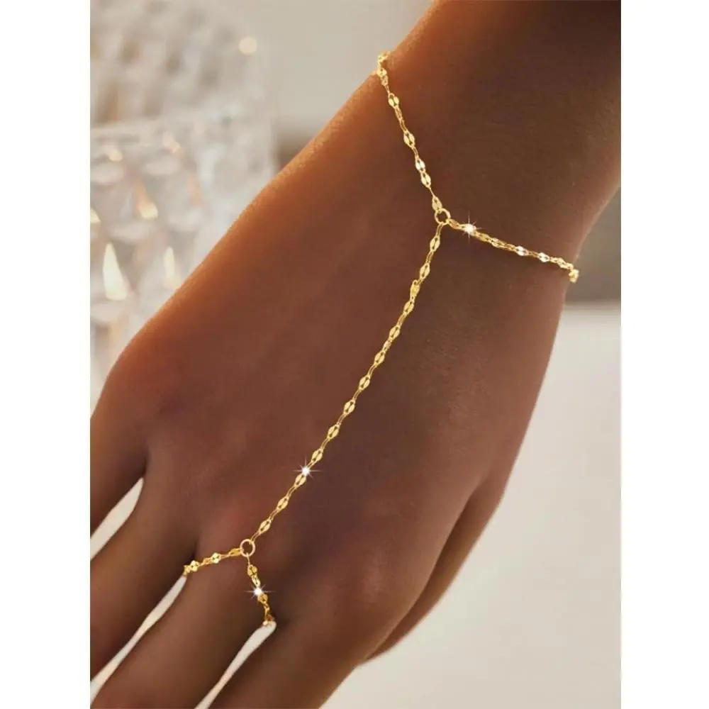 Hand Chain Bracelet Ring Bracelet Hand Chain Dainty Finger Ring Slave Bracelet Zircon Hand Jewelry Gifts for Women Trendy Stocking Stuffers