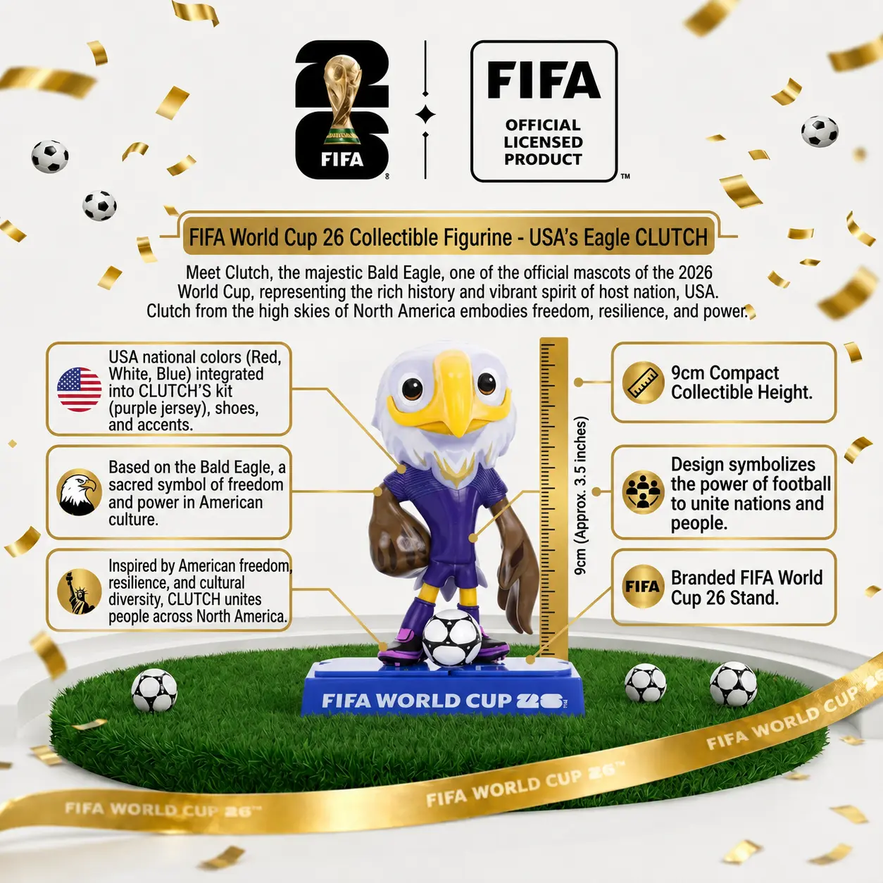 FIFA 2026 World Cup Mascot Figure Set - Clutch Eagle, Zayu Jaguar